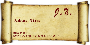 Jakus Nina névjegykártya